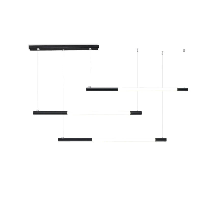 Afralia™ Modern LED Black/Gold Bar Chandelier Horizontal Pendant Light