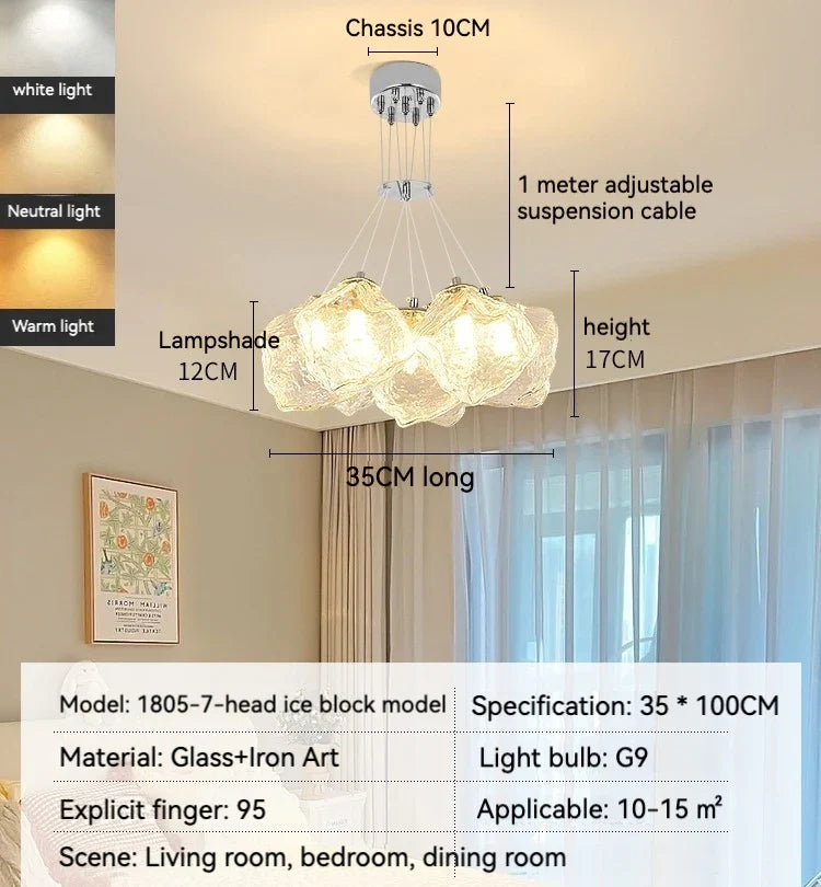Afralia™ Iced Crystal Chandeliers: Nordic Milan LED Hanging Lights for Living Room