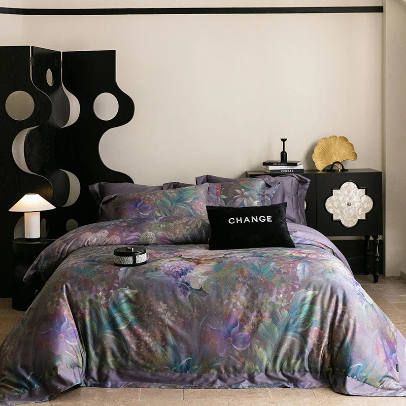 Afralia™ 1000TC Egyptian Cotton Vintage Oil Printing Bedding Set with Sheet & Pillowcase