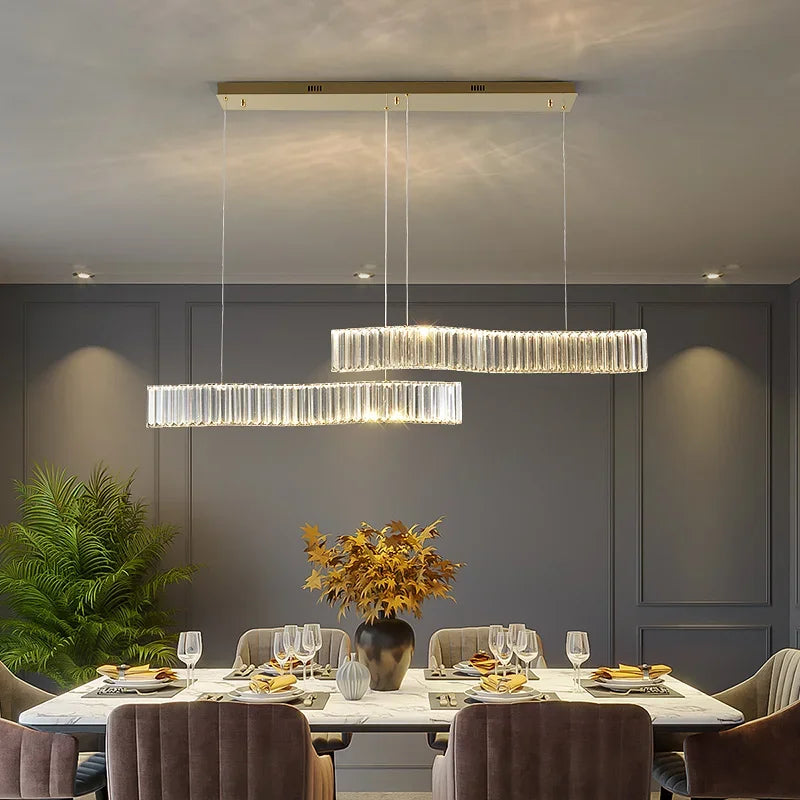 Afralia™ Modern Crystal LED Chandelier for Dining Room Luxury Kitchen Island Light