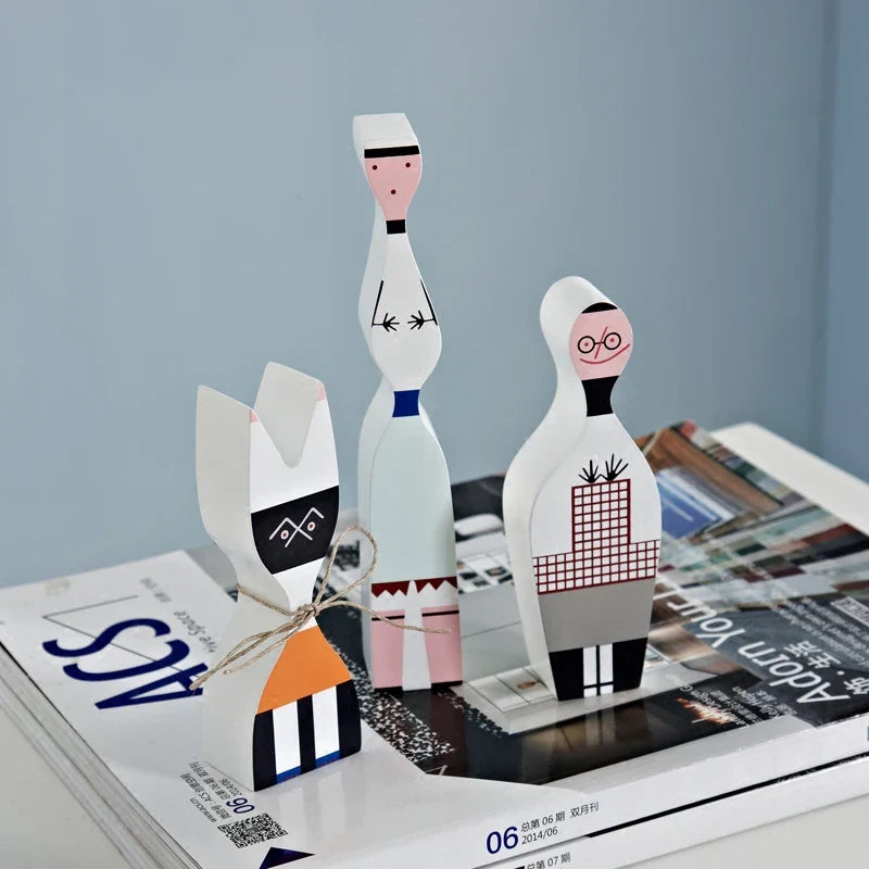 Afralia™ Modern Abstract Wooden Dolls Family Crafts Decor Kids Gift Home Decor Art Model