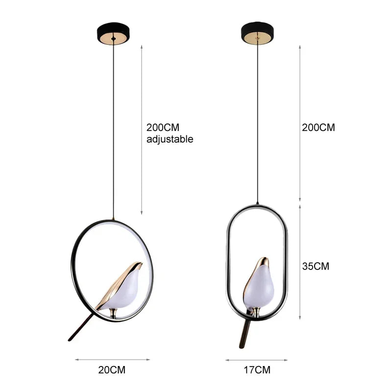 Afralia™ Nordic Modern LED Bird Pendant Chandelier for Living Room & Kitchen