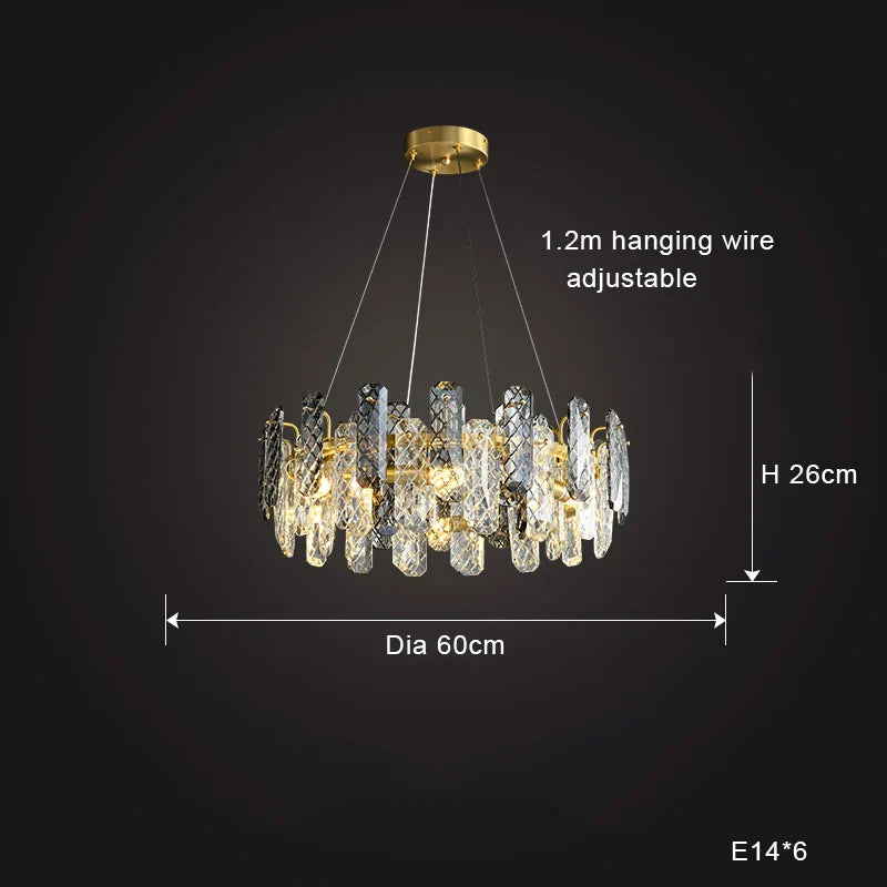 Afralia™ Crystal Round Chandelier: Modern Dining Room Lighting Fixture, Nordic Style Decoration