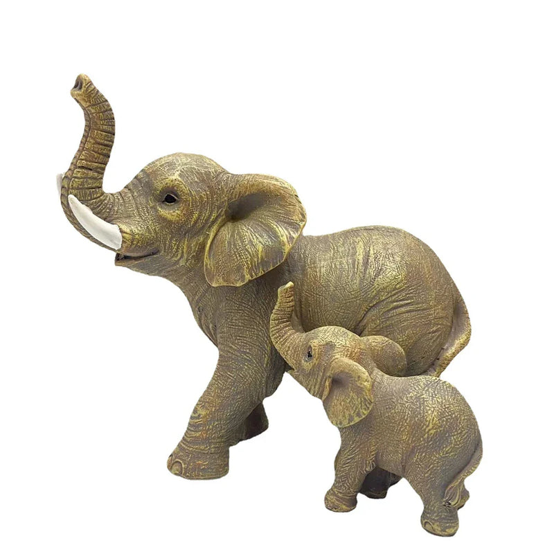 Afralia™ Elephant Family Figurine Resin Calf Kids Miniature Ornament Decoration