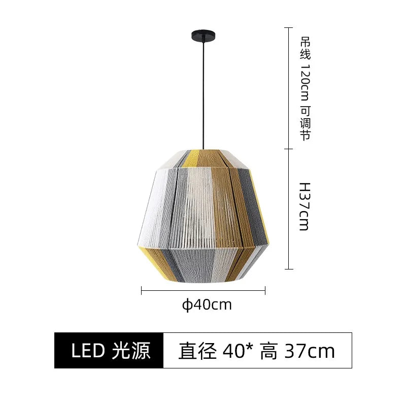 Afralia™ Japanese Hemp Rope Pendant Lights for Zen Art Living Room Decor