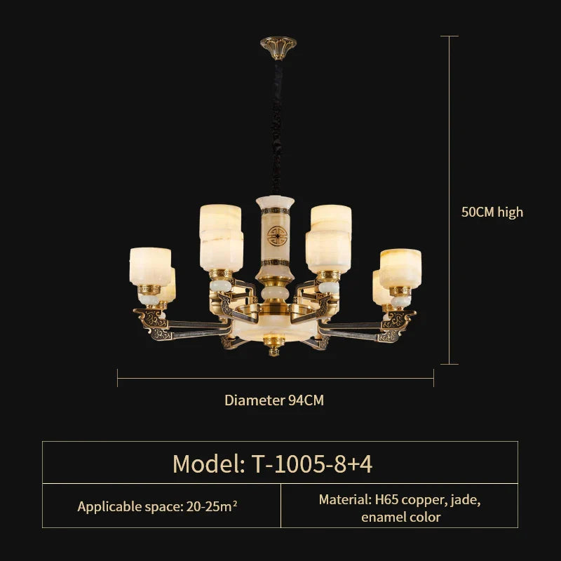 Afralia™ Luxury Zinc Alloy Jade Chandelier for Living Room, Villa, and Restaurant