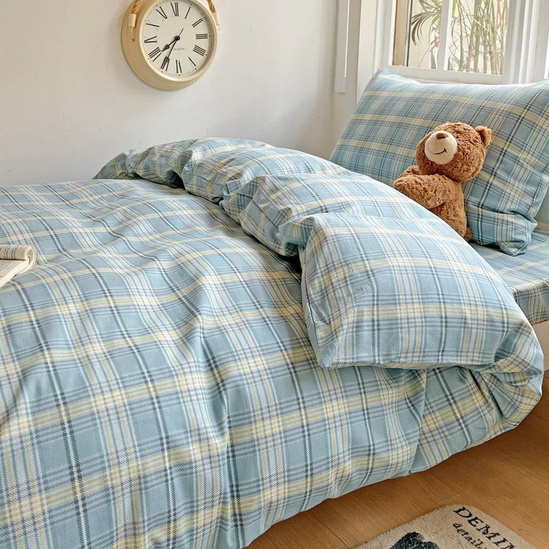 Afralia™ Cotton Printed Student Bedding Set - All Seasons Queen Single Comforter Cover Set