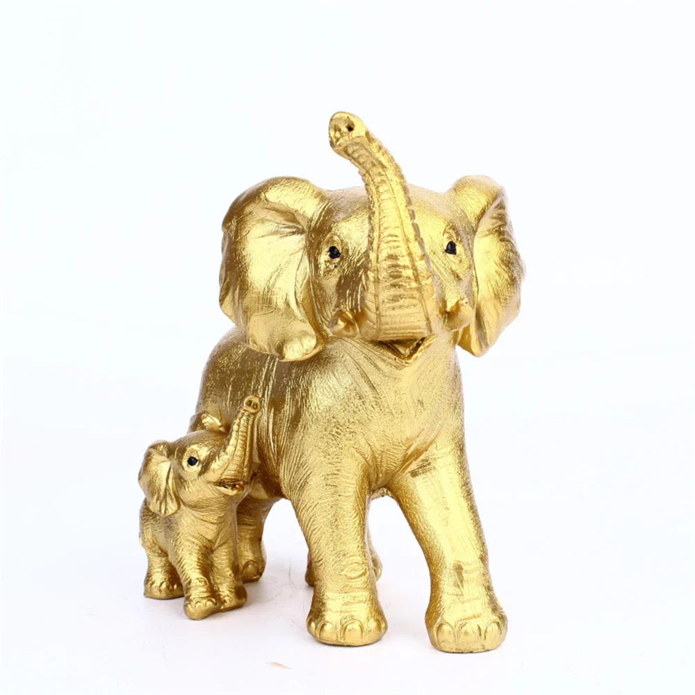 Afralia™ Elephant Family Figurine Resin Calf Kids Miniature Ornament Decoration