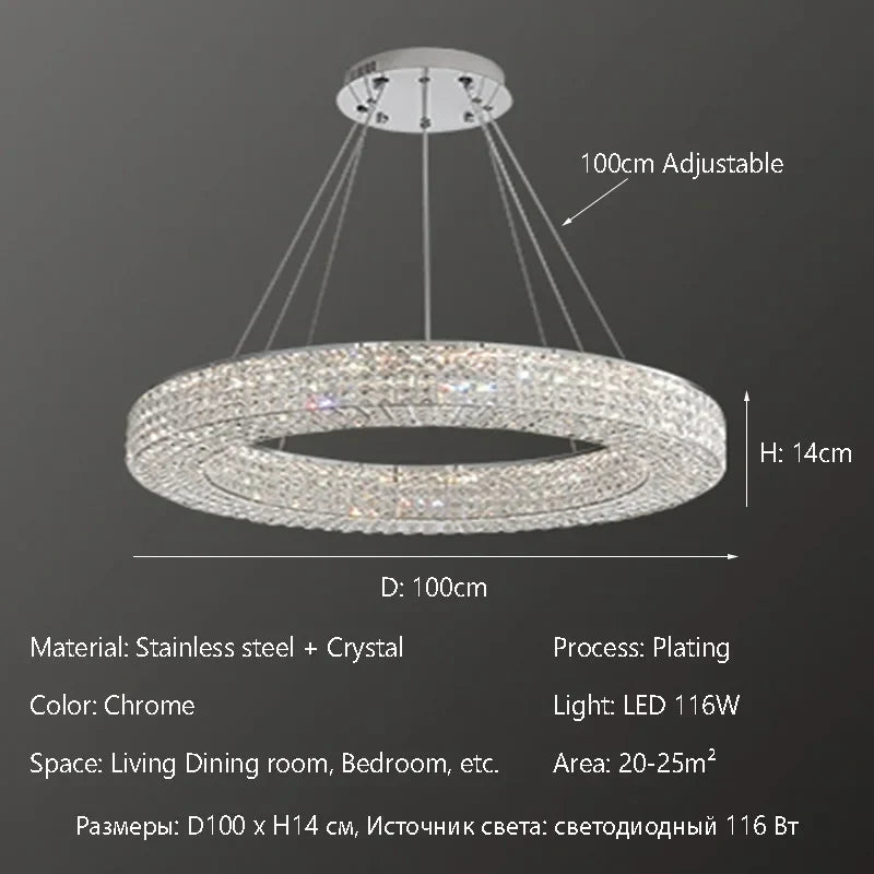 Afralia™ Elegant K9 Crystal Chandelier for Living Room, Dining Table, Bar