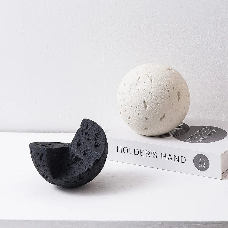 Afralia™ Geometric Spherical Ceramic Ornaments Moon Home Decoration Accessory