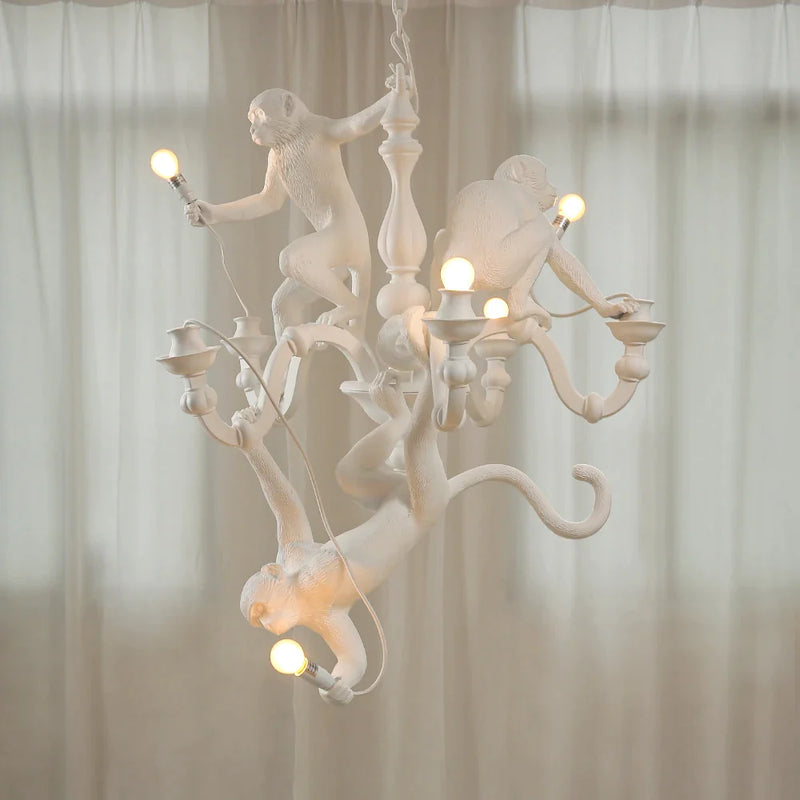 Afralia™ Monkey Trio Pendant Light: Resin Chandelier for Stylish Living Spaces