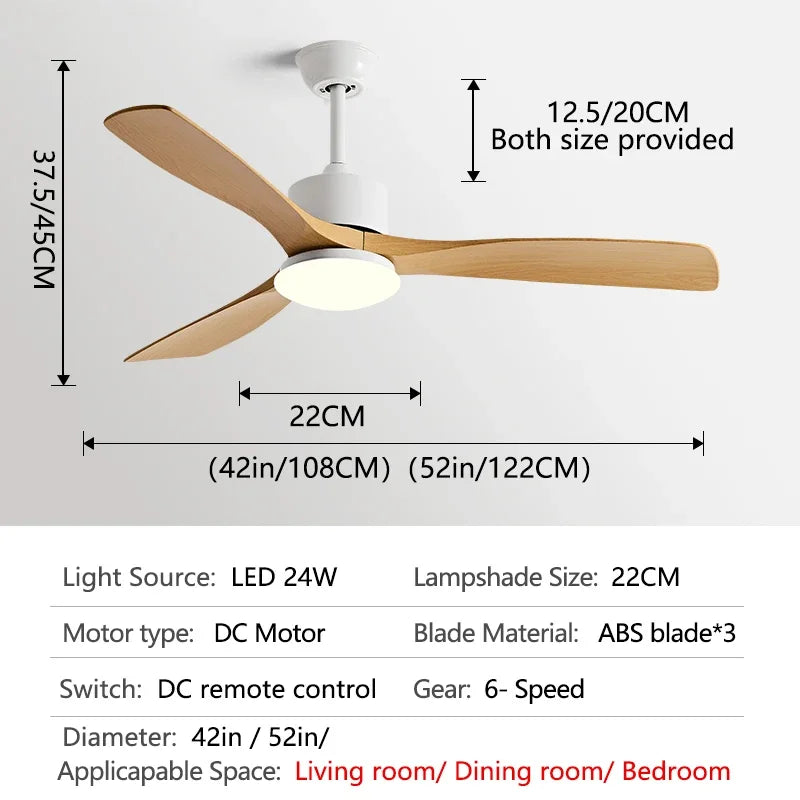 Afralia™ 52" DC Motor Ceiling Fan with LED Light & Remote Control