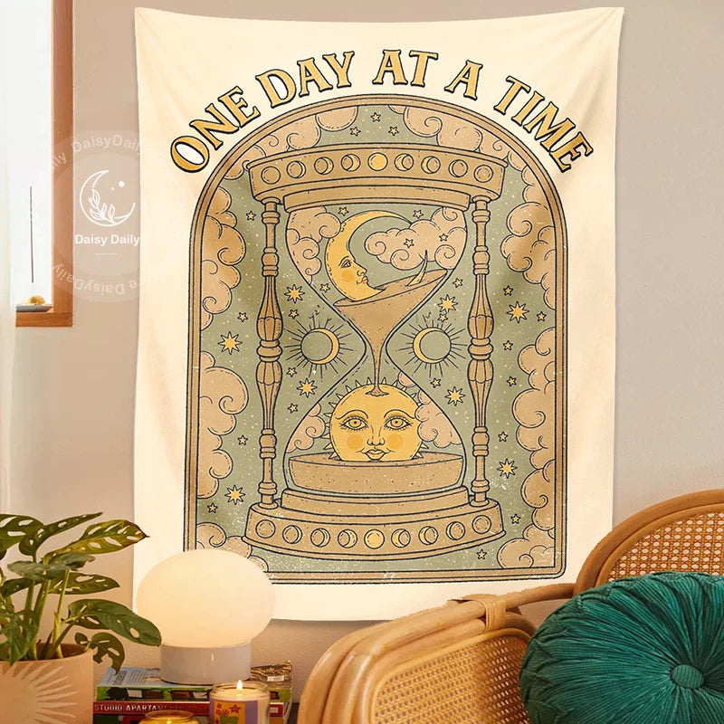 Afralia™ Sun Moon Hourglass Tapestry Wall Hanging for Mystical Boho Decor