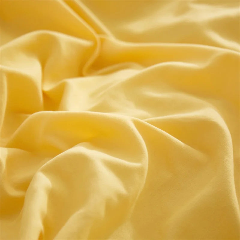 Afralia™ Luxe Furball Tasseled Yellow Bedding Set Queen/King Size Duvet Cover & Soft Bed Cover Sets