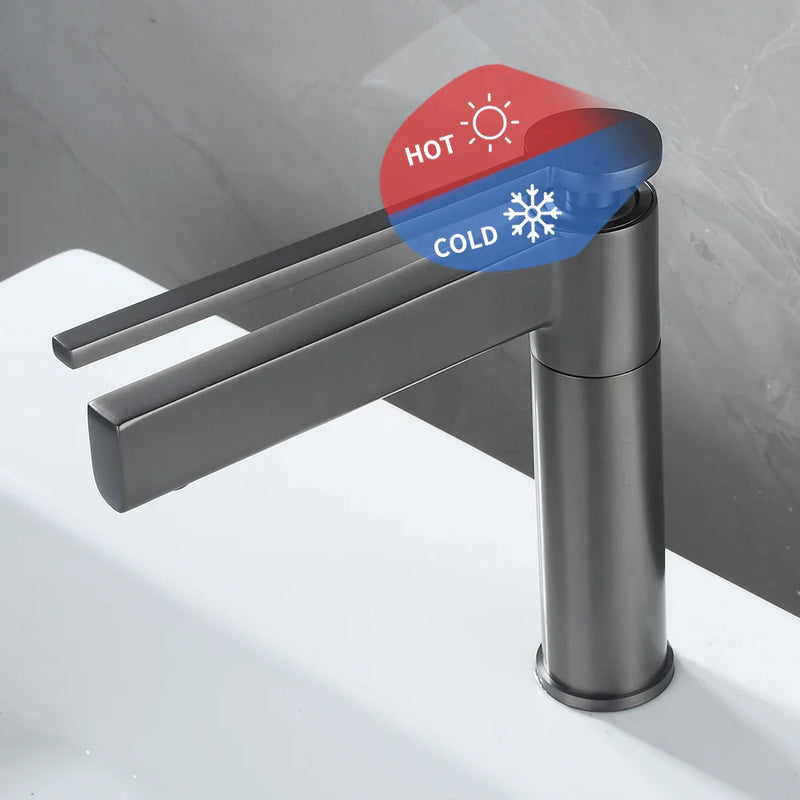 Afralia™ Basin Faucet: Single Handle Deck Mounted Brass Bathroom Mixer for Sink - Hot/Cold