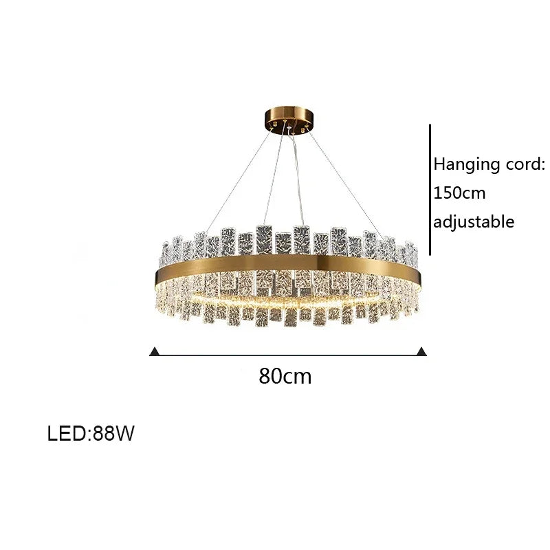 Afralia™ Glass Ceiling Chandelier: Modern LED Ice Block Round Pendant Light for Home Decor