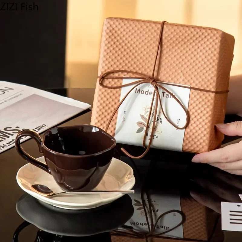 Afralia™ Flower Saucer Ceramic Tea Coffee Cup Set: Elegant Dining Table Drinkware