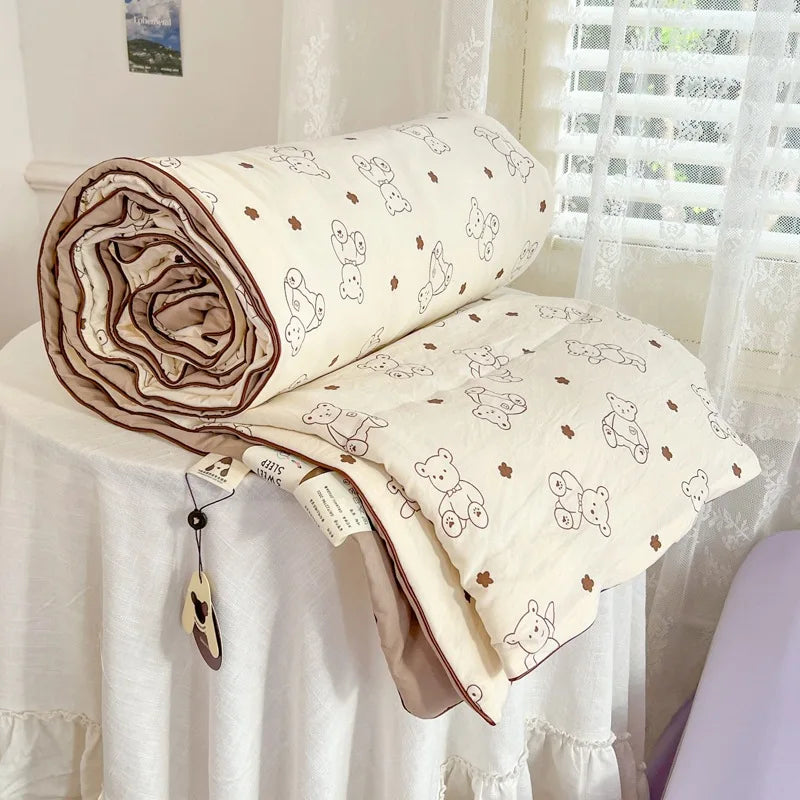 Afralia™ Cartoon Summer Blanket, Pure Cotton Soybean Fiber, Student Single Double Bed