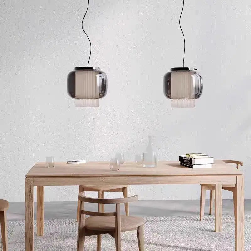 Afralia™ Manila Glass Lantern Pendant Light for Kitchen Living Room Bedroom Retro Decor
