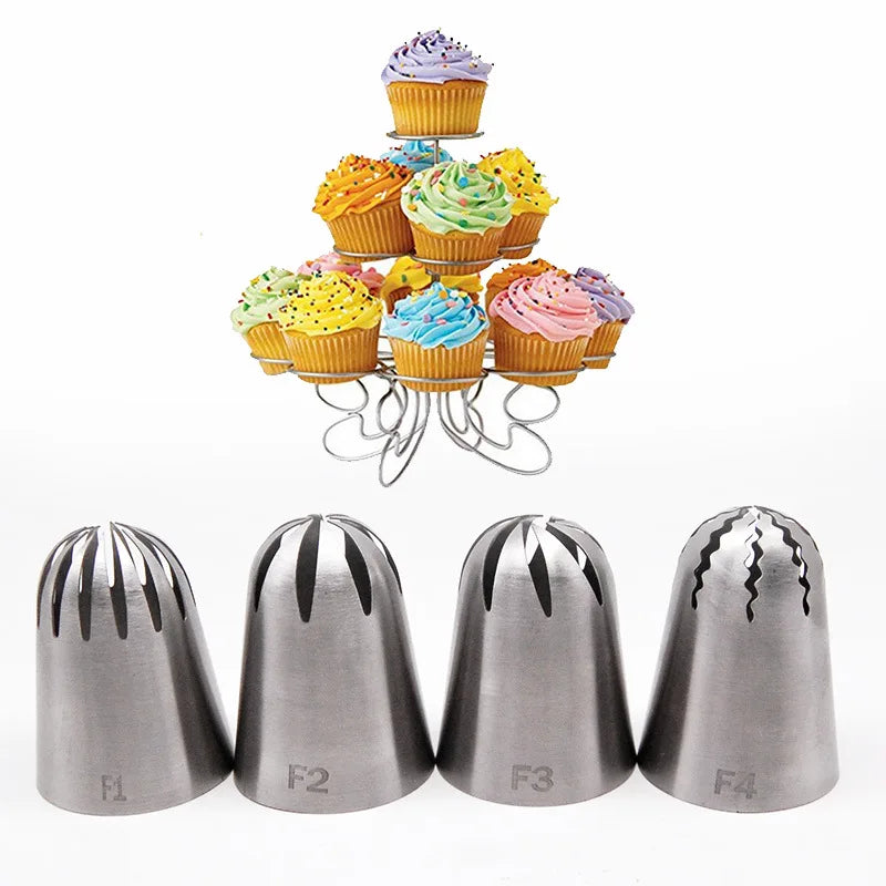 Afralia™ Stainless Steel Oversized Icing Nozzle for Cupcake Flower Decoration