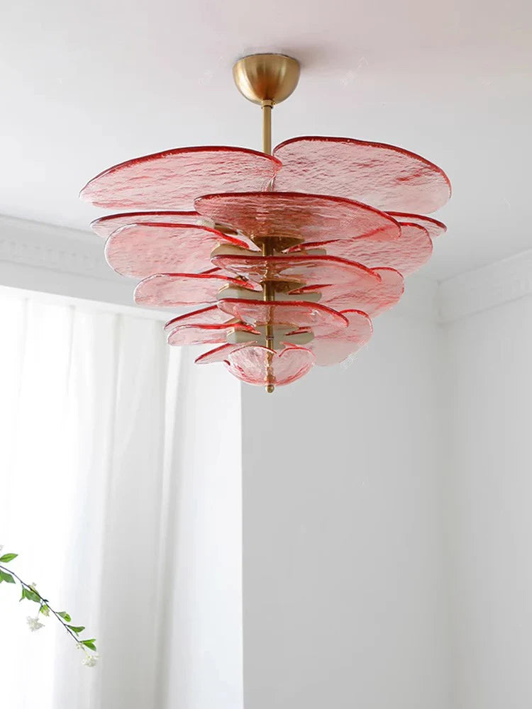 Afralia™ Amber Glass Ceiling Chandelier for Elegant Living Room Decor.