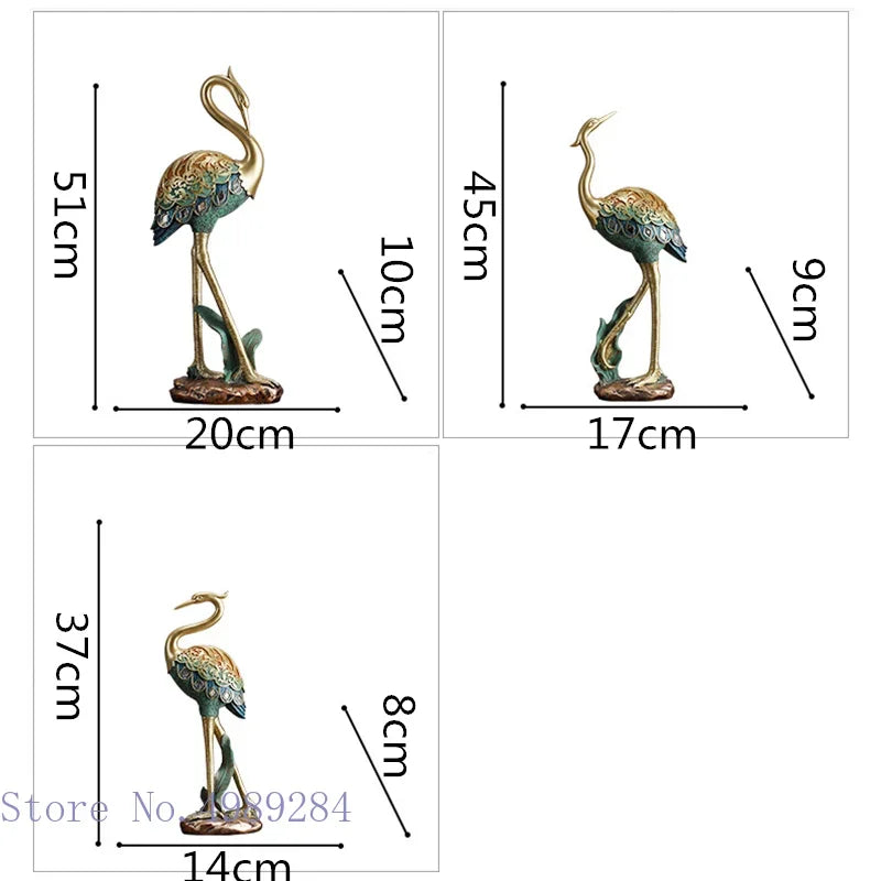 Afralia™ Crane Bird Sculpture: Handcrafted Resin Ornament for Home Decor