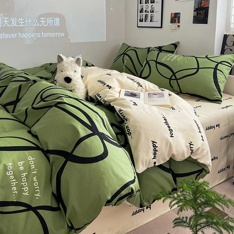 Afralia™ Geometric Pattern Cotton Bedding Set: Soft, Durable Quilt Kit for Adults