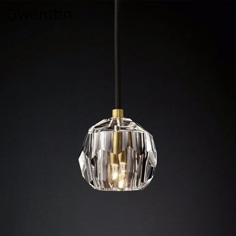 Afralia™ K9 Crystal Pendant Lights: Modern Nordic Gold Hanging Lamp for Living Room, Kitchen Home Decor.