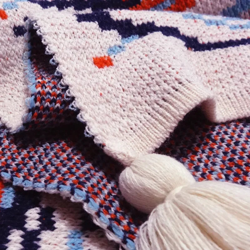 Afralia™ Bohemian Knitted Sofa Blanket: Multi-Functional Decor for Home & Travel, All Seasons