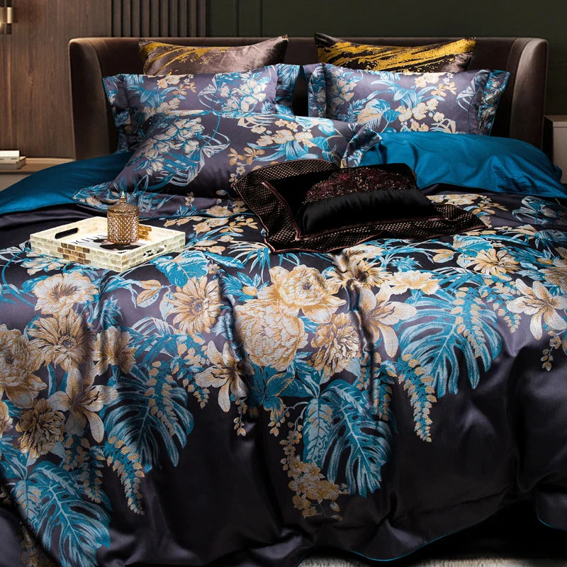 Royal Comfort Jacquard Bedding Set by Afralia™ - Queen/King Size Egyptian Cotton SilkLinens