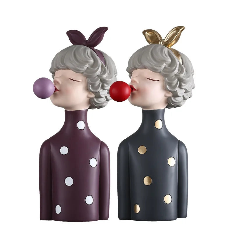 Afralia™ Bubble Gum Girl Statue: Modern Room Decor & Birthday Gift