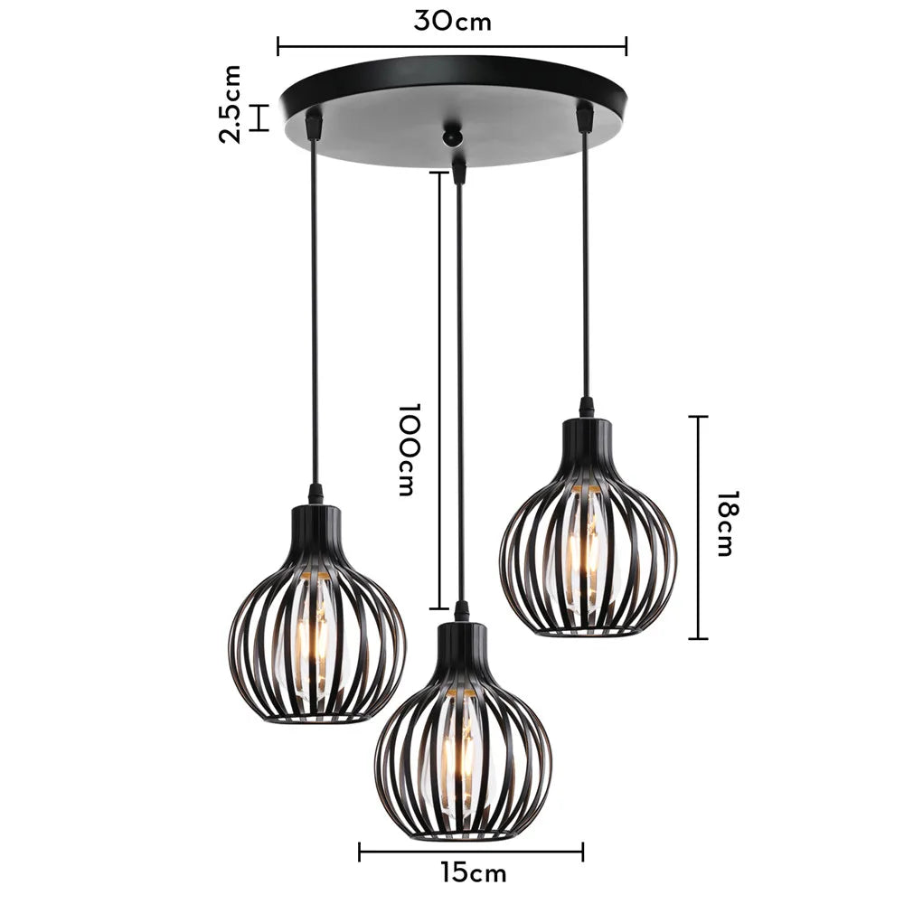 Afralia™ Vintage Iron Cage Pendant Chandelier for Home Dining Kitchen, E27 Lighting Fixtures