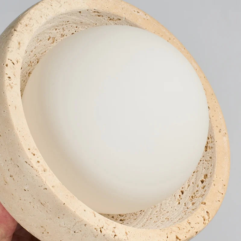 Afralia™ Yellow Travertine LED Pendant Lamp with White Glass Canopy