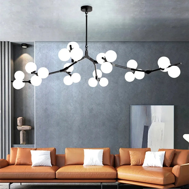 Afralia™ Glass Balls Tree Branches Chandelier, Nordic LED Ceiling Light