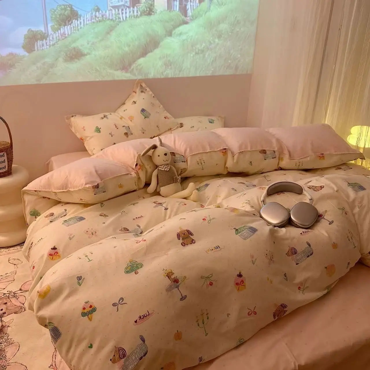 Afralia™ Simple Washed Cotton Bedding Set Twin King Size Bedclothes