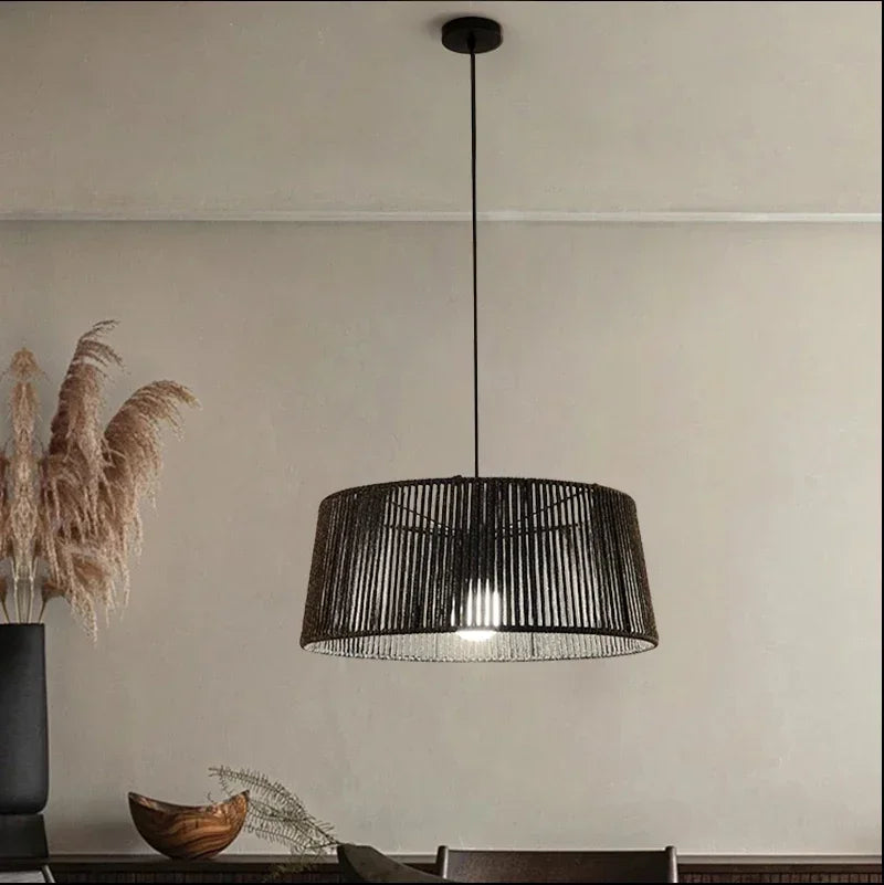 Afralia™ Vintage Hemp Rope Pendant Lamp for Dining Room, Restaurant, Bedroom - LED Hanging Light