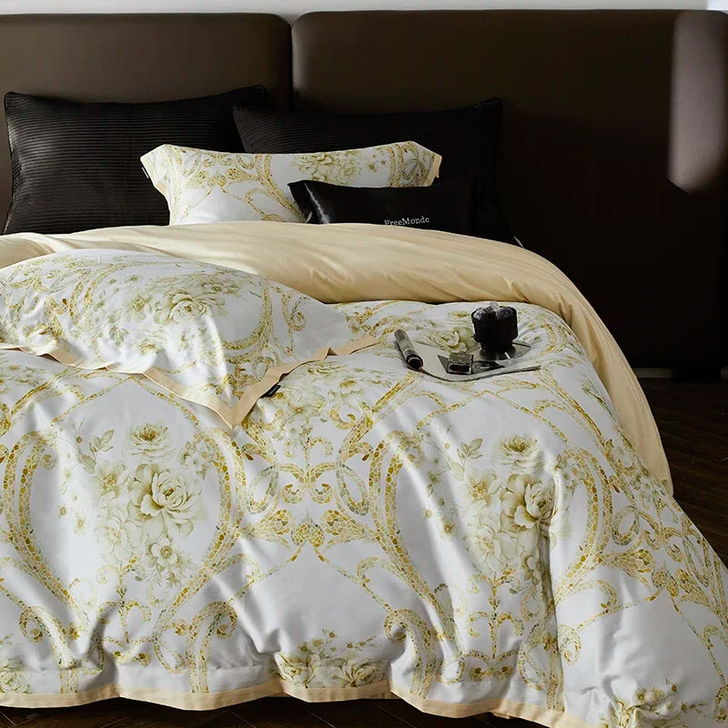 Afralia™ Luxe 100s Egyptian Cotton Bedding Set: Sheet, Blanket, Cover, Pillowcase