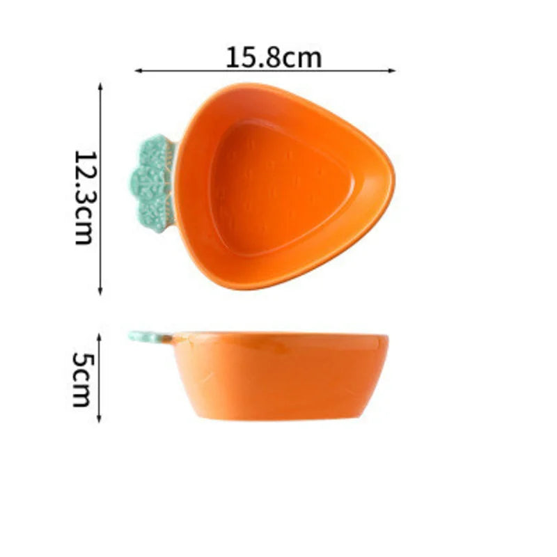 Afralia™ Carrot-Shaped Ceramic Tableware Set - Creative and Cute Household Plates for Desserts, Fruits, and Snacks