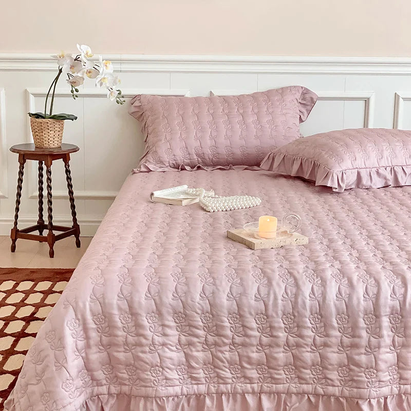 Afralia™ Lyocell Flower Embroidery Bedspread Set