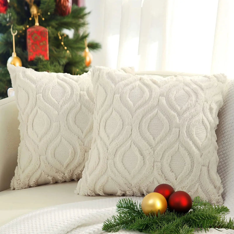 Afralia™ Soft Plush Beige Cushion Cover - 45x45cm Home Decor Pillow for Sofa