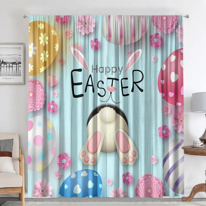 Afralia™ Easter Curtains with Pole Pocket, Ideal for Kitchens, Living Rooms, Balconies, Gardens