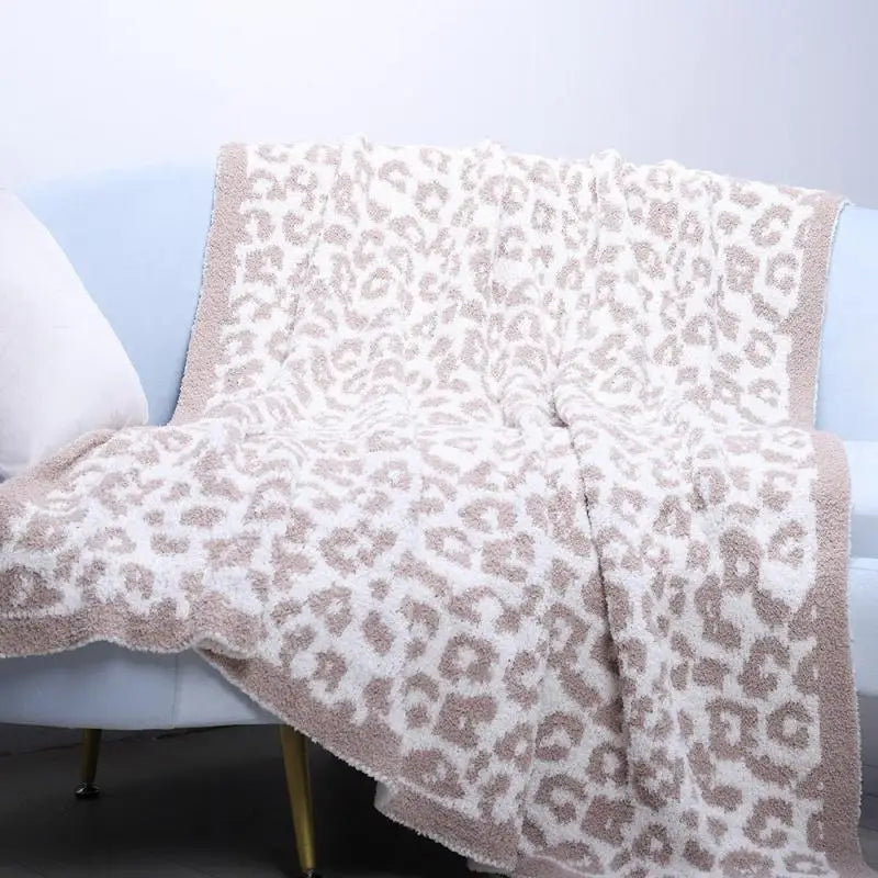 Afralia™ Leopard Print Knitted Fleece Blanket: Super Soft & Lightweight for Sofa Nap