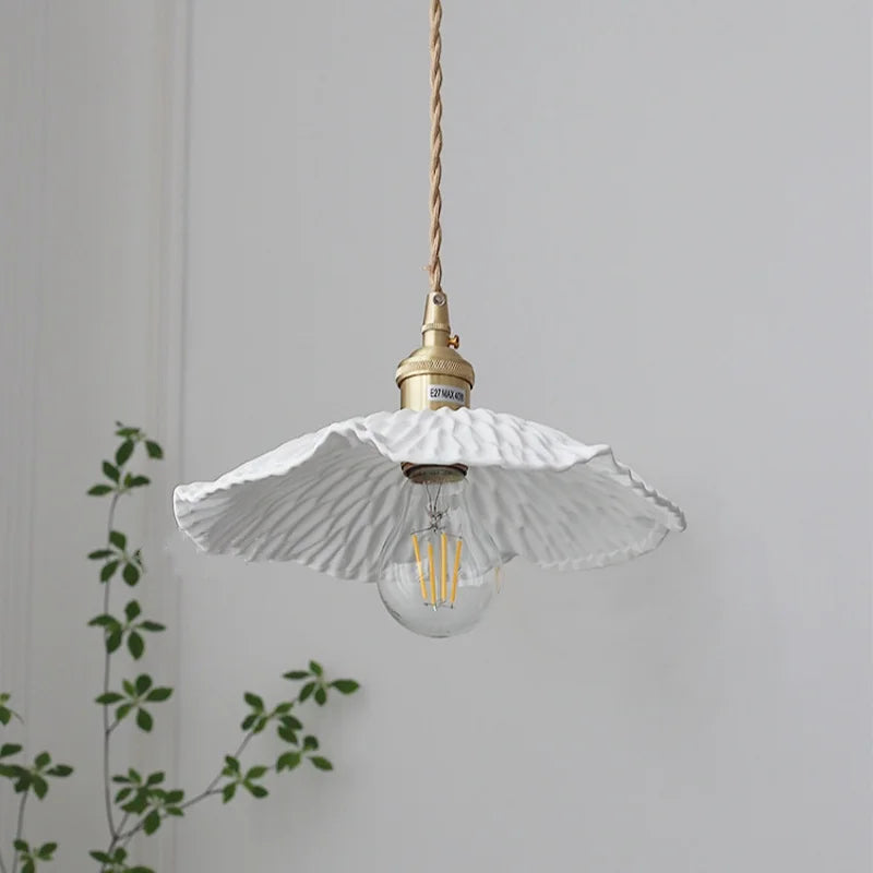 Afralia™ LED Pendant Light Fixture Walnut Wood Ceramic Knob Switch Hanging Lamp