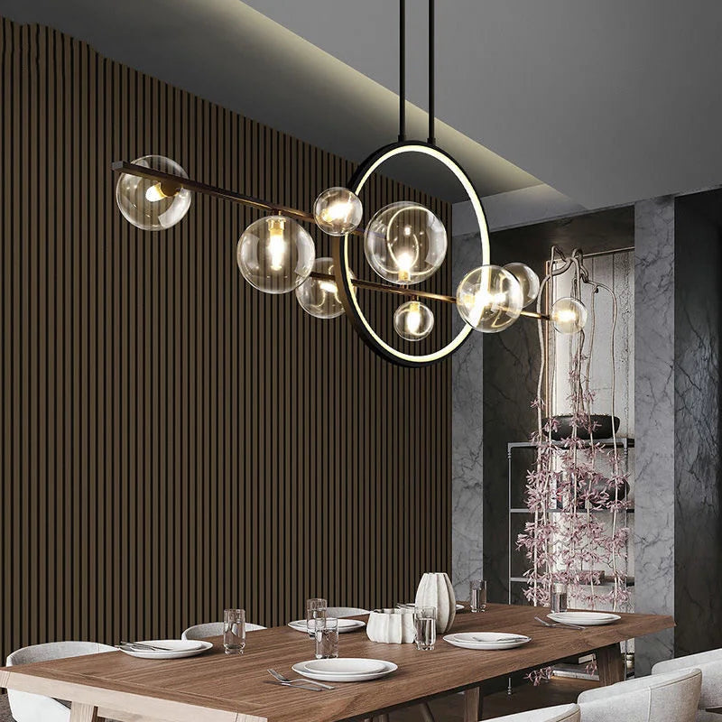 Afralia™ Glass Bubble LED Ceiling Chandelier for Dining Room and Cloths Store