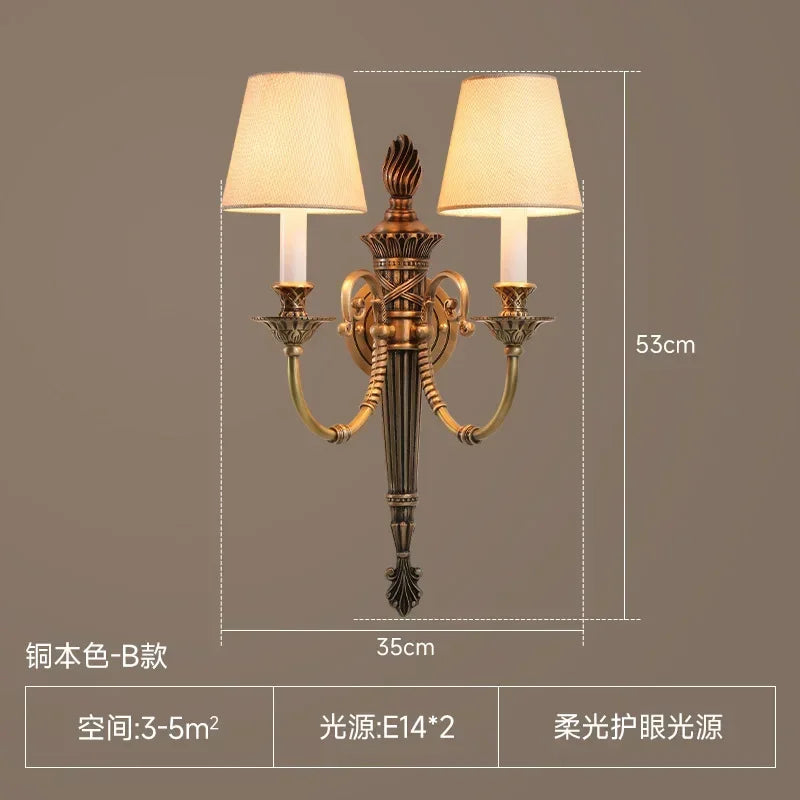 Afralia™ Retro Copper Two Arm Wall Lamp for Indoor Lighting Fixture