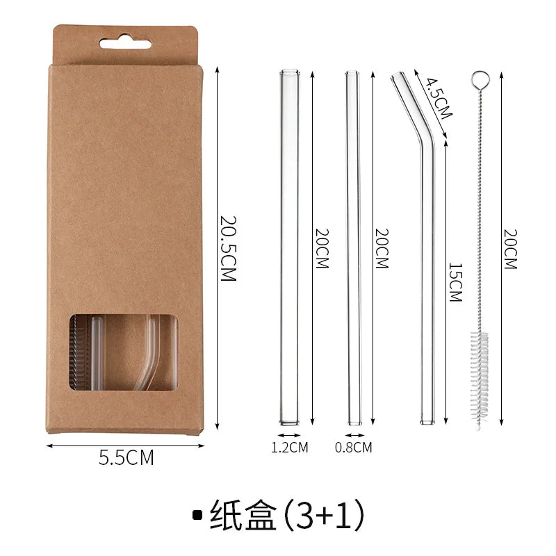 Afralia™ Glass Straws: Reusable Eco-Friendly Drinking Straws with Brushes