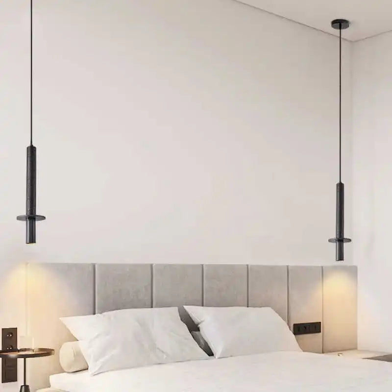 Afralia™ Black Iron LED Pendant Lights Stone Wabi Sabi Hanging Lamp Hallway Decor