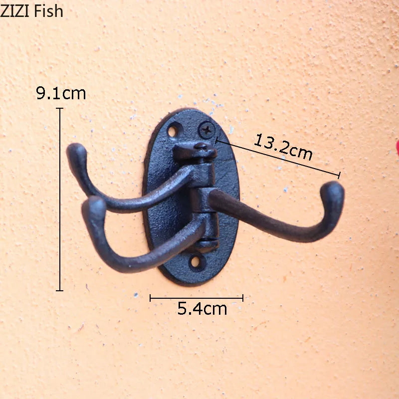 Afralia™ Metal Three-layer Floral Hook Hanging Shelf Basket Coat Rack