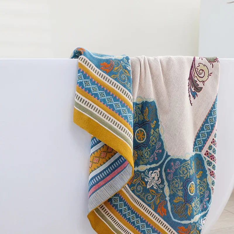 Afralia™ Boho Cotton Gauze Bath Towel - Quick-Dry & Large Wrap
