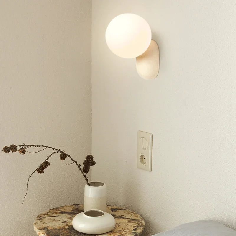 Afralia™ Small Cream Minimalist Bedroom Wall Lamp LED Lights Modern Living Room Decor Sconces